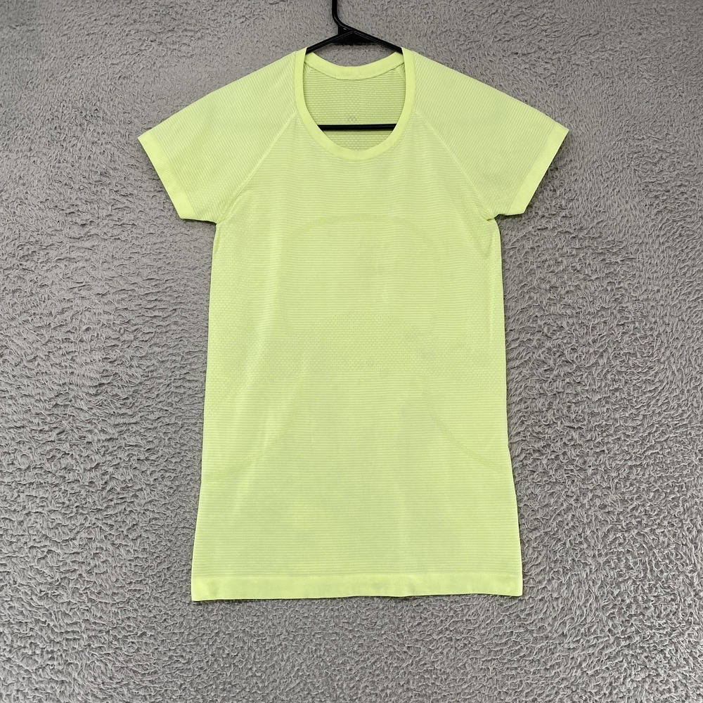 Lululemon Swiftly Tech Shirt Womens 4 Yellow Short Sleeve Running Top Hip Length